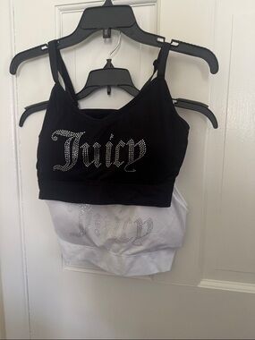 Juicy Couture Black & White Rhinestone Logo Bras (Set of 2)